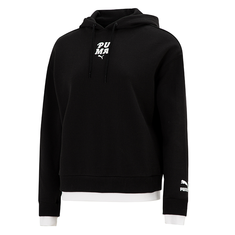 彪马PUMA Layered Graphic Hoodie女连帽卫衣-毛圈536091-01